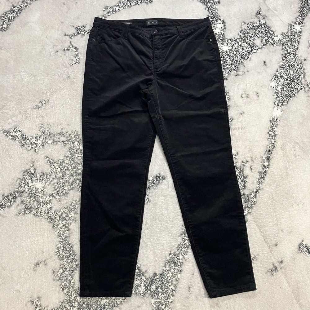 Talbots Corduroy‎ Jegging Womens Size 14 Black Stretch Skinny Pants Pull On